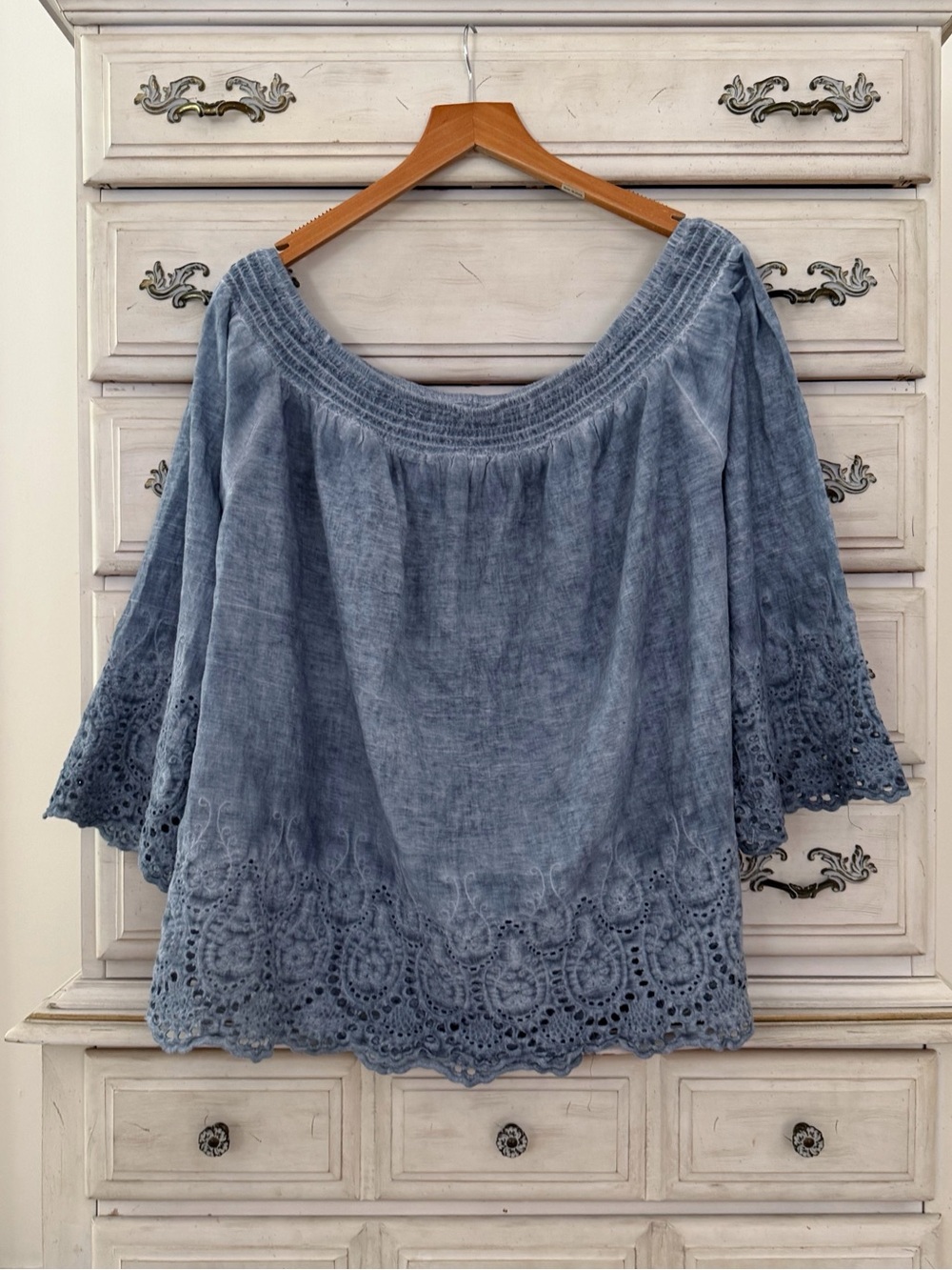 Vici Blue Euro Summer Eyelet Top - Picture 3 of 5